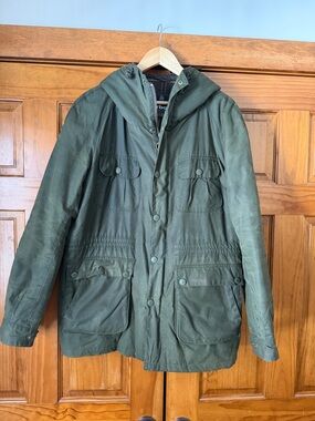 Barbour Green Hooded Field Jacket Large